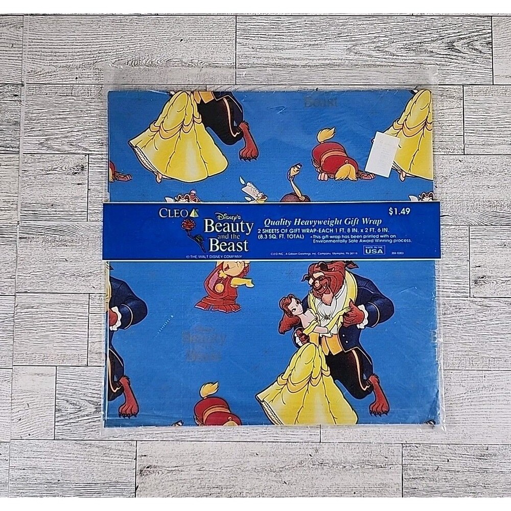 Vintage Beauty and the Beast Heavyweight Gift Wrap Paper Cleo Gibson 8.3 Sq Ft